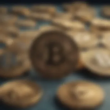 Cryptocurrency symbols highlighting their role in money transfers.