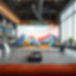 Concept art showcasing Samsung The Frame with vibrant digital artwork displayed