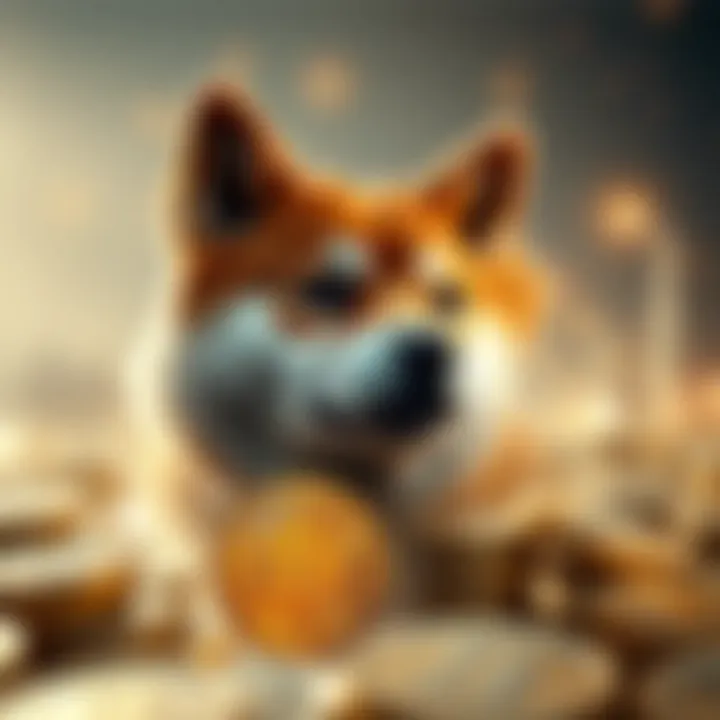 An artistic depiction of digital currencies showcasing Shiba Inu Coin